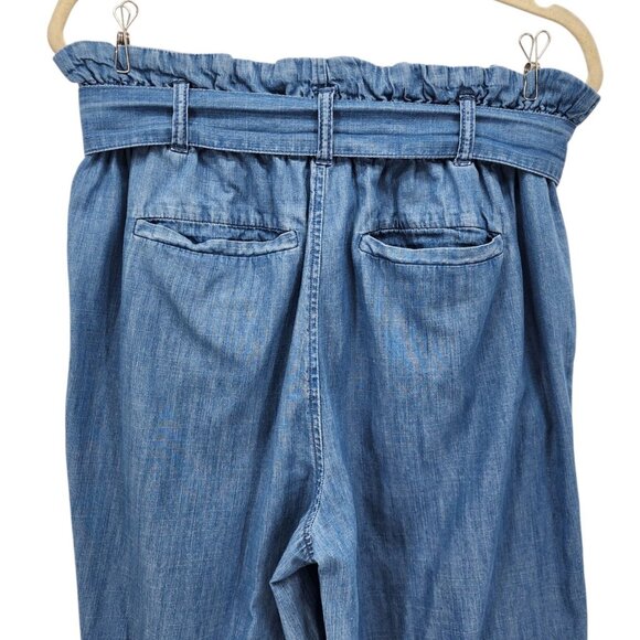 Madewell Womens 8 Pants Denim Paperbag Pants Blue Pleated High Rise Belted - Picture 4 of 9